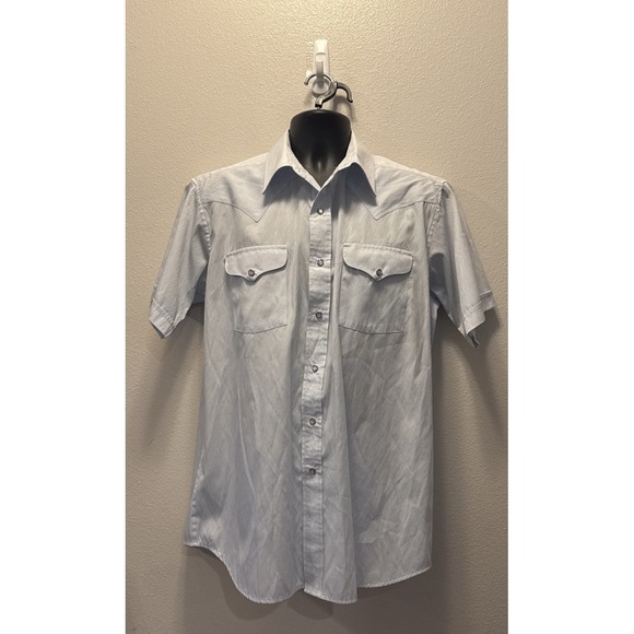 Panhandle Slim Western Shirt Men's Large 16.5  Light Blue Pearl Snap Cowboy - Picture 1 of 3